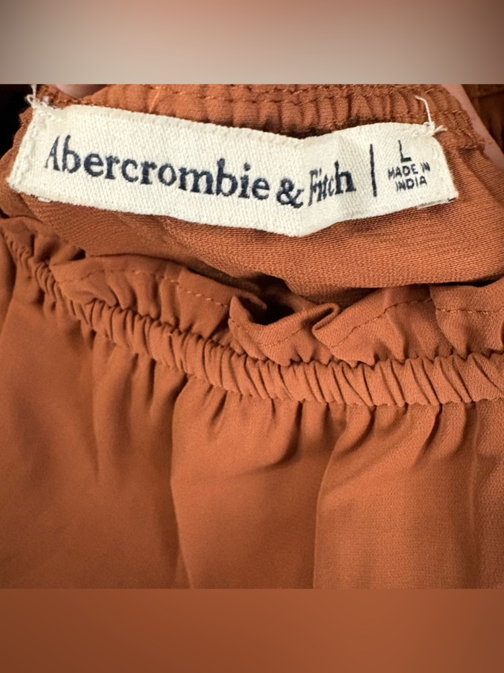 Abercrombie & Fitch Chocolate Brown Smocked Flutter Sleeve Milkmaid Top Y2K Boho - Picture 9 of 10